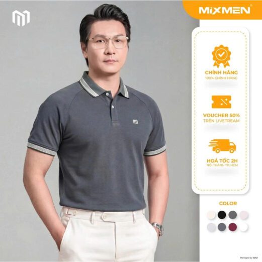 Áo Polo Nam Mixmen Classic vải cotton intelock, Mặc Chuẩn Mỗi Ngày, dễ mặc, BigSize