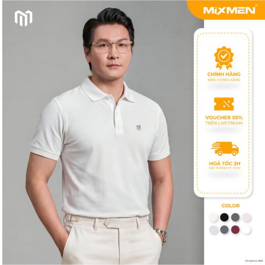 Áo polo nam Mixmen Basic vải cotton interlock, chuẩn phom, dễ mặc, BigSize